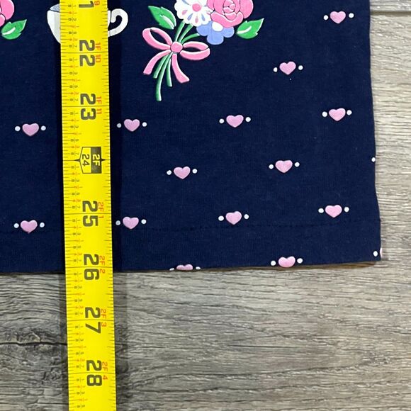 Vintage 90s All Over Print AOP Teddy Bear Tea Party Shirt Puff Print Hearts L - Picture 7 of 7